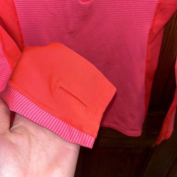 Under Armour Cold Gear M Bright Orange Striped Quarter Zip Running Jacket - Picture 4 of 6